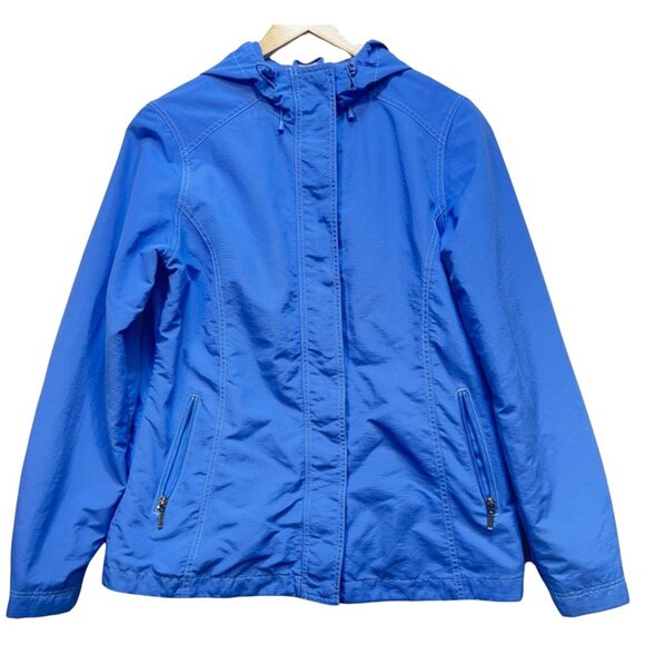 Eddie Bauer Women Weatheredge Hooded Coat Zip Pocket Sz M Blue Authentic Outdoor - Picture 1 of 11